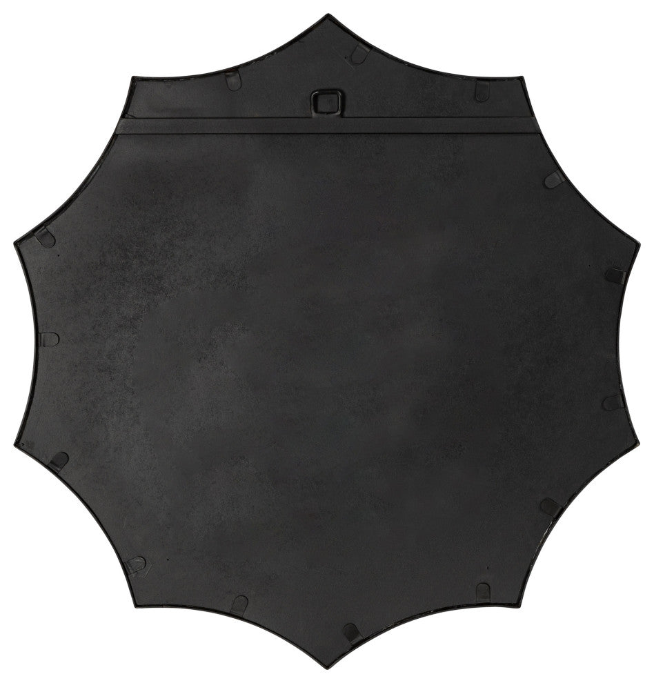 Lalina Scalloped Round Framed Accent Mirror, Black 24 Diameter