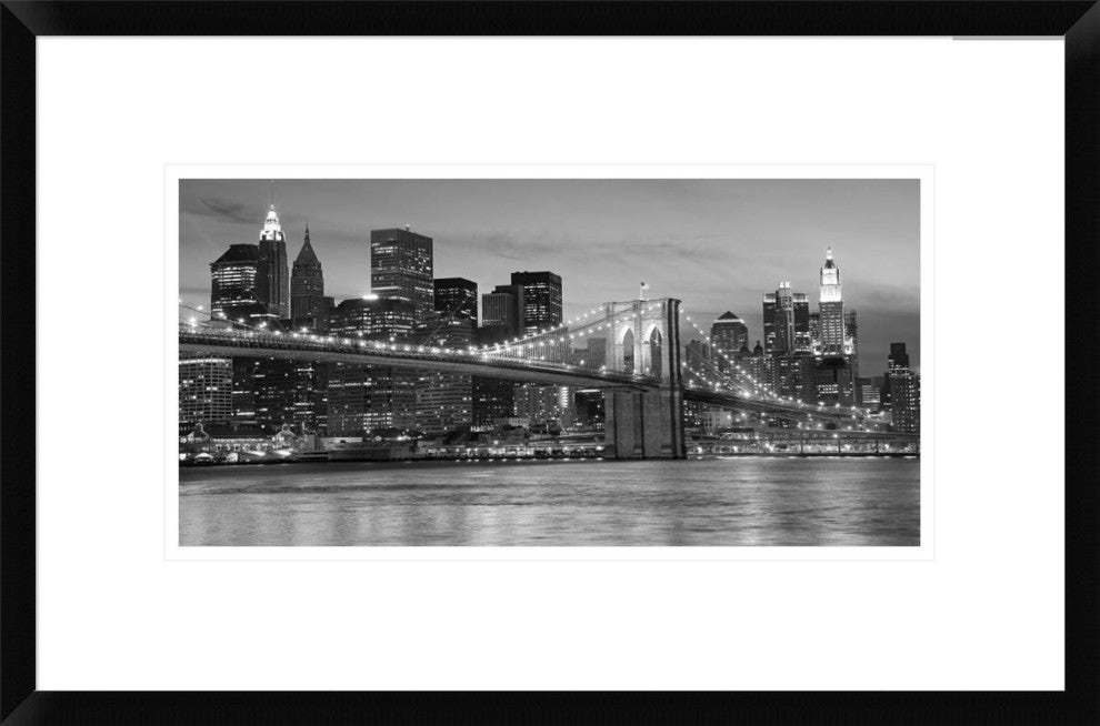 "Brooklyn Bridge at Night" Framed Digital Print, 24"x16"