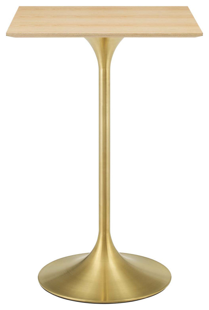 Lippa 28" Square Wood Bar Table, Gold Natural
