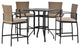 5 Pieces Outdoor Patio Rattan Counter Height Dining Table Set With Cushions
