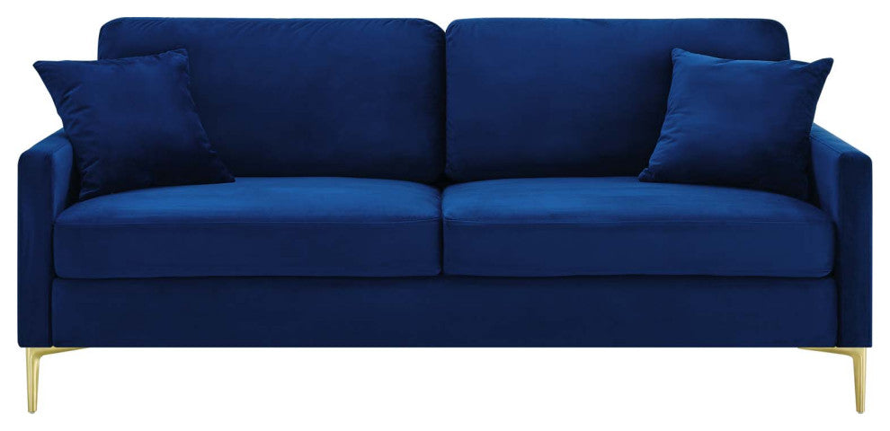 Sofa, Velvet, Blue Navy, Modern, Living Lounge Room Hotel Lobby Hospitality