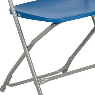 Hercules Series Plastic Folding Chair - 2 Pack 650LB Weight Capacity, Blue