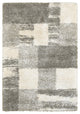 6' X 9' Grey Ivory And Silver Geometric Shag Power Loom Stain Resistant Area Rug