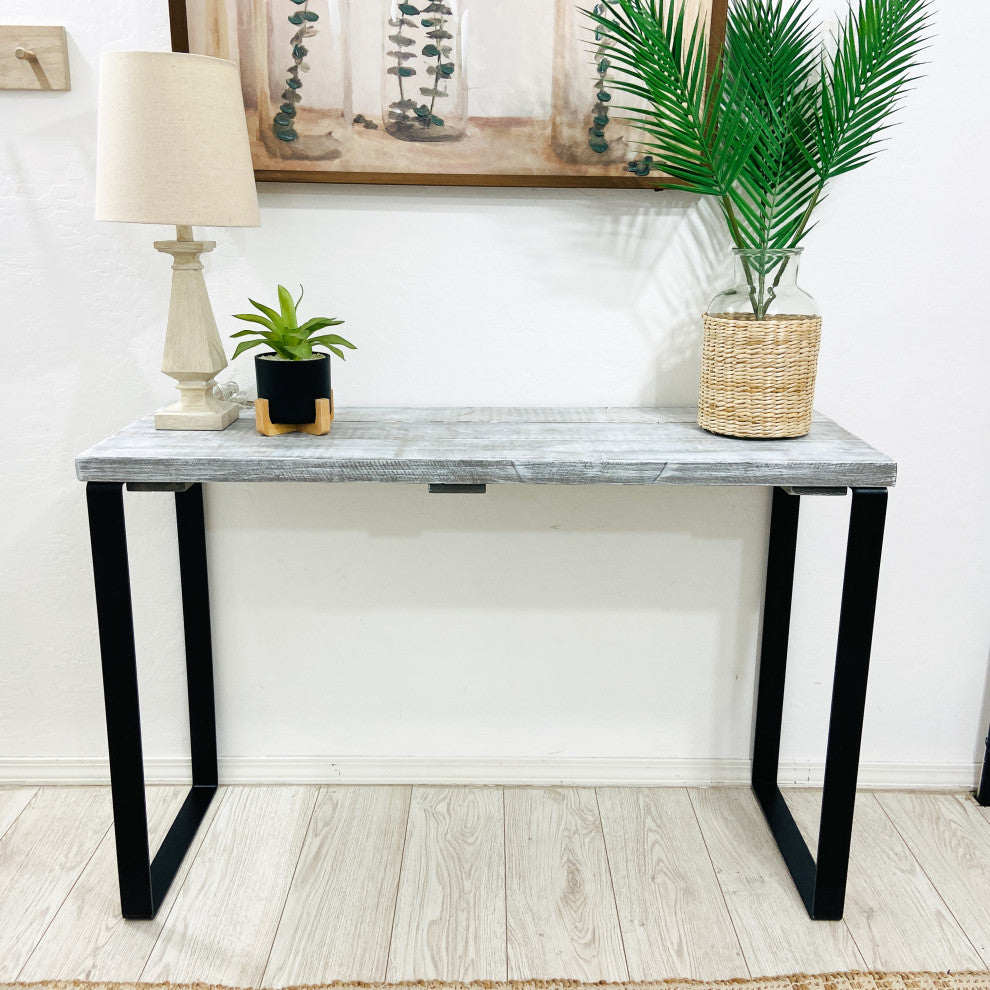 Barn Walls Bedroom Console Table Accent Table, Handcrafted, Graywash, 58" Length
