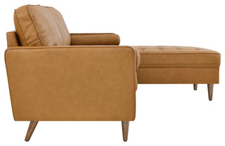 Valour 98" Leather Sectional Sofa, Tan