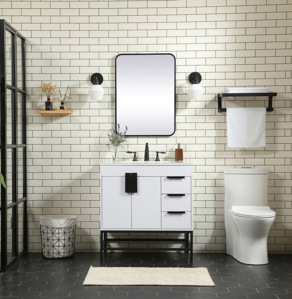 Home Living 22" Modern White-Light Bathroom Vanity