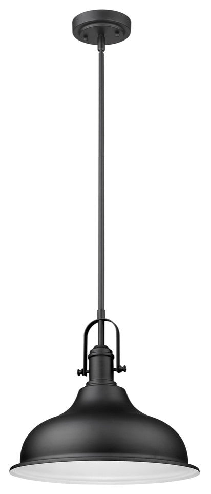 Matte Black Hanging Light with Dome Shade