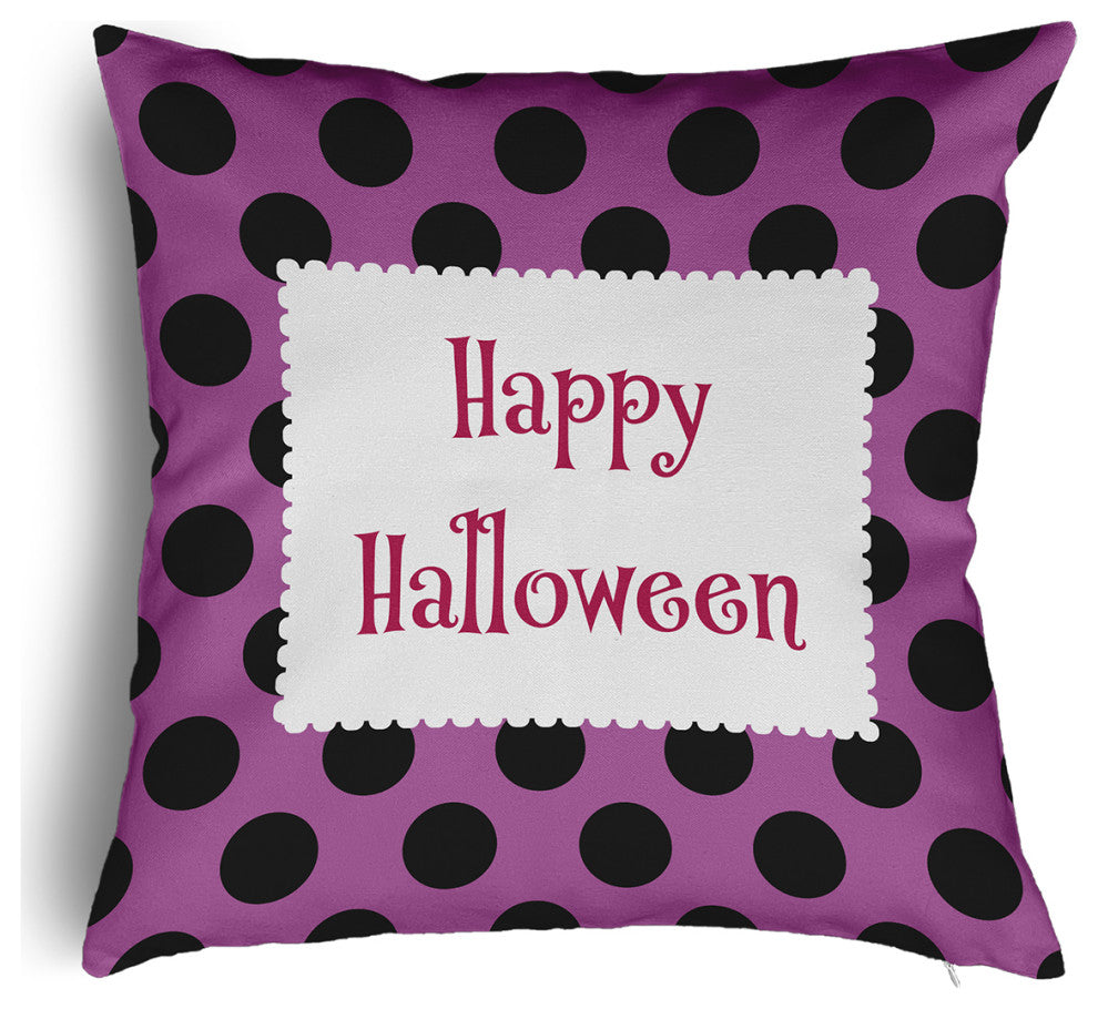 Happy Halloween Dots Accent Pillow With Removable Insert, Orchid, 20"x20"