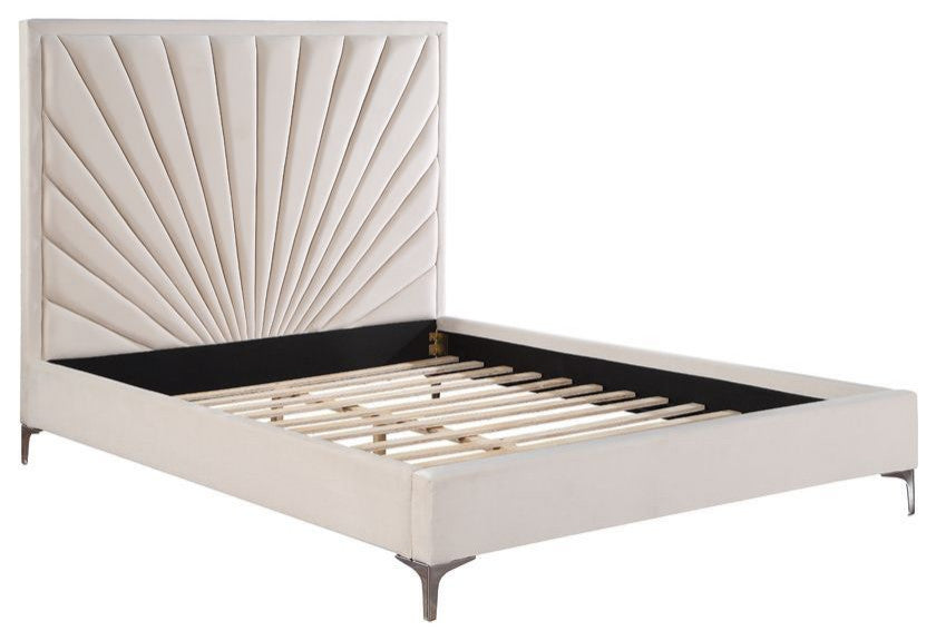 ACME Faiz Eastern King Bed, Beige Velvet
