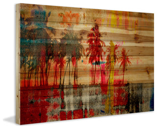 "Abbott Kinney" Print on Natural Pine Wood, 36"x24"