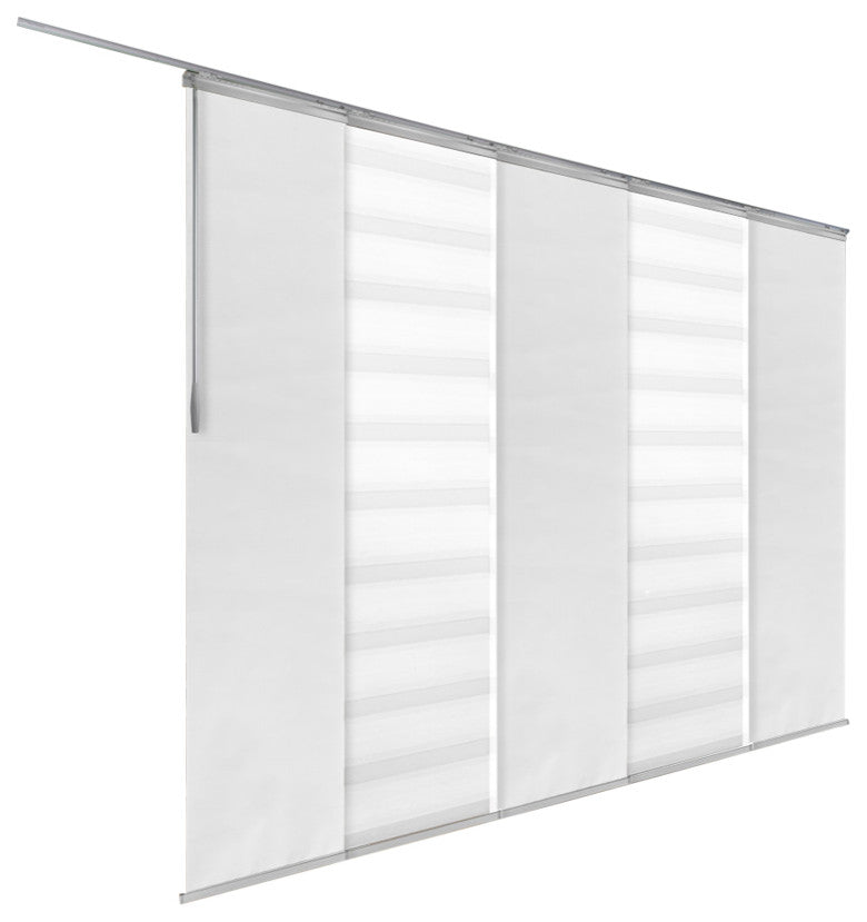 Blanched-Chauky White 5-Panel Track Extendable Vertical Blinds 94"Hx58-110"W