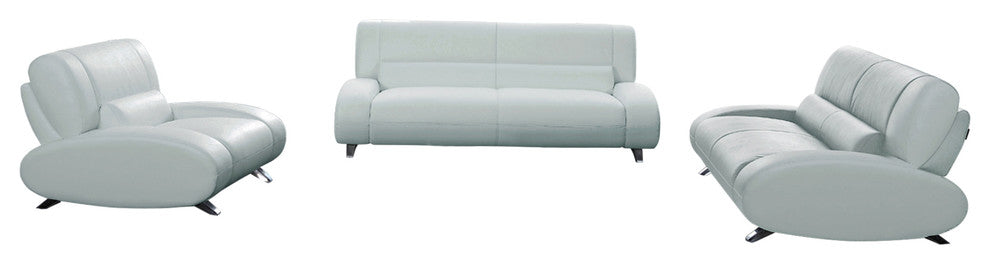 Aspen Microfiber Leather Sofa Set With Loveseat and Chair, 3-Piece Set, Light Gray