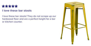 30'' Backless Distressed Metal Indoor Barstool, Yellow, 17"x17"x30"