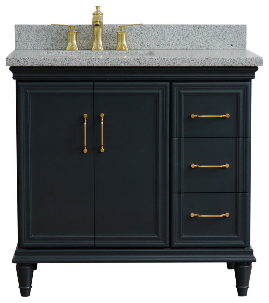 37" Single Vanity, Dark Gray Finish With Gray Granite
