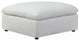Linen-Like Fabric Cushion Seat Ottoman, Off-White