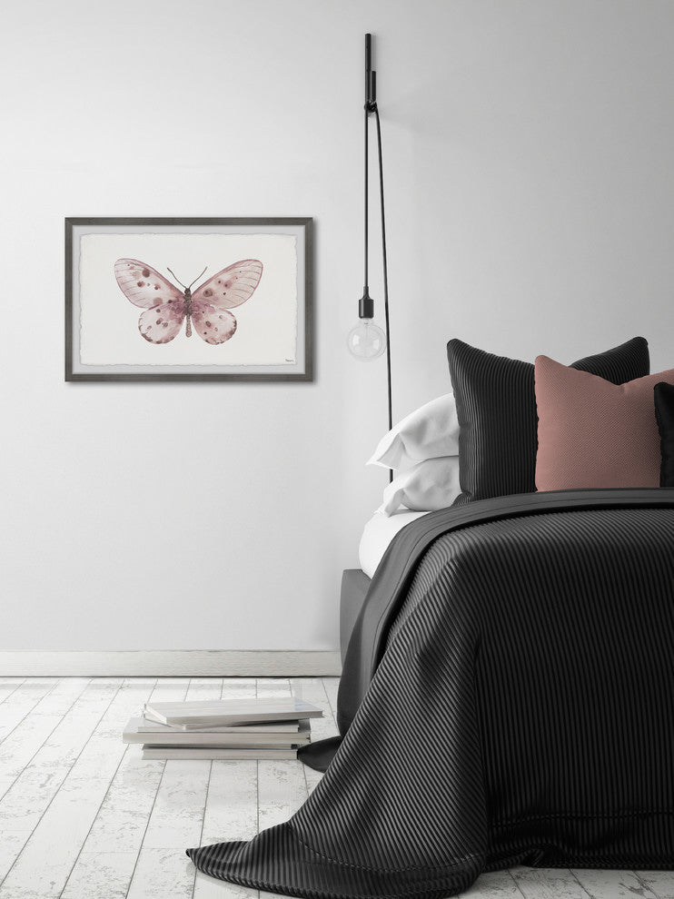 "Pink Rose Butterfly" Framed Painting Print, 36"x24"