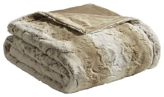 Madison Park Zuri Oversized Faux Fur Throw, Sand