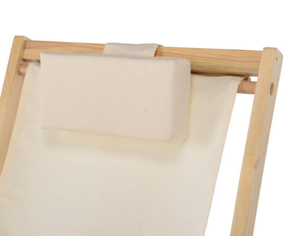Romantic Collection Canvas Sling Chair with Cup and Wine Holder, Natural Frame B