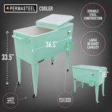Permasteel 80 Quart Portable Rolling Patio Cooler, Mint