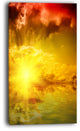 "Red Dramatic Sky With Yellow Sun" Landscape Art Print Canvas, 20"x40"