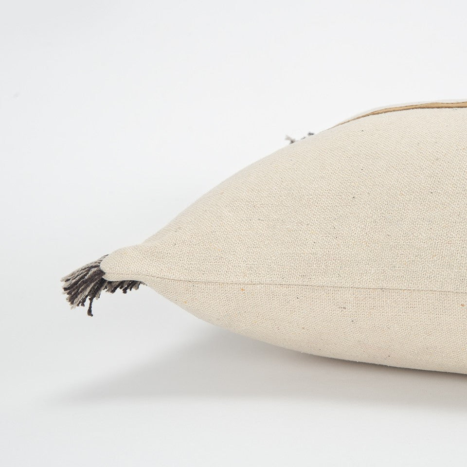 Camel Tone Leather Block Lumbar Pillow