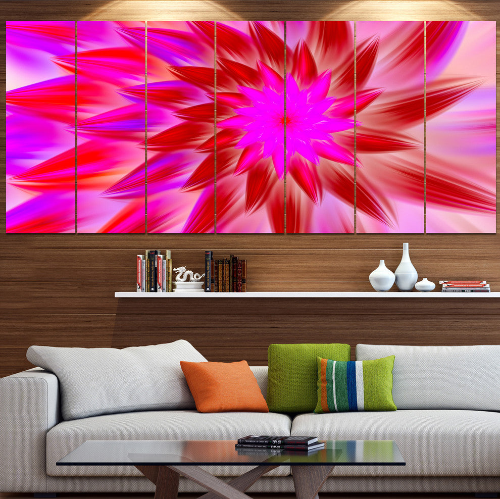 Beautiful Pink Flower Petals, Floral Canvas Art Print, 83"x32", 7 Panels