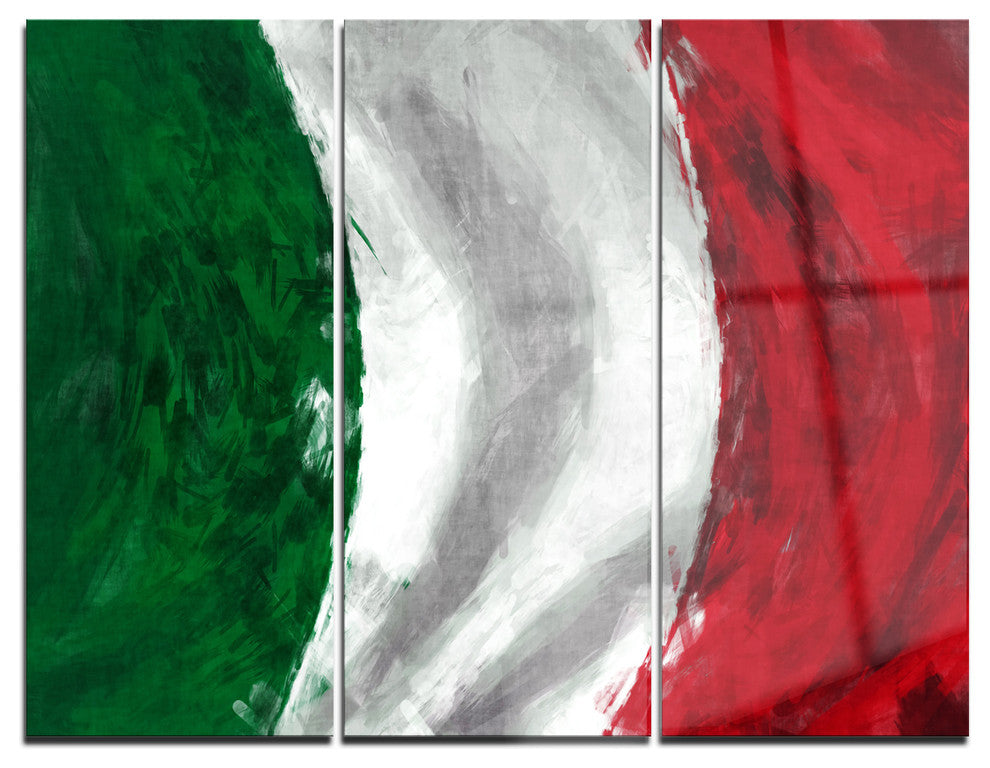"Italy Flag" Glossy Metal Wall Art, 3 Panels, 36"x28"