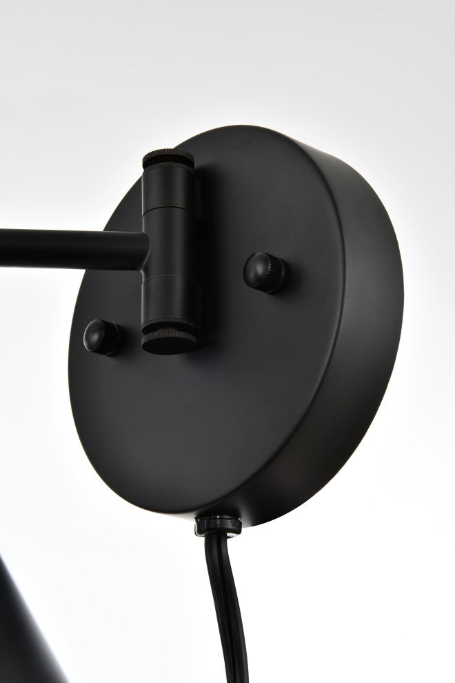 1 Light Black Swing Arm Plug, Wall Sconce