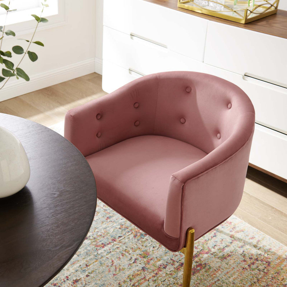 Savour Tufted Performance Velvet Accent Chairs Set of 2 Dusty Rose