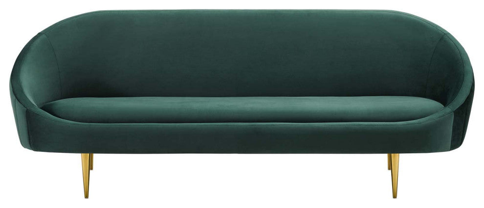 Sublime Vertical Curve Back Performance Velvet Sofa, Green
