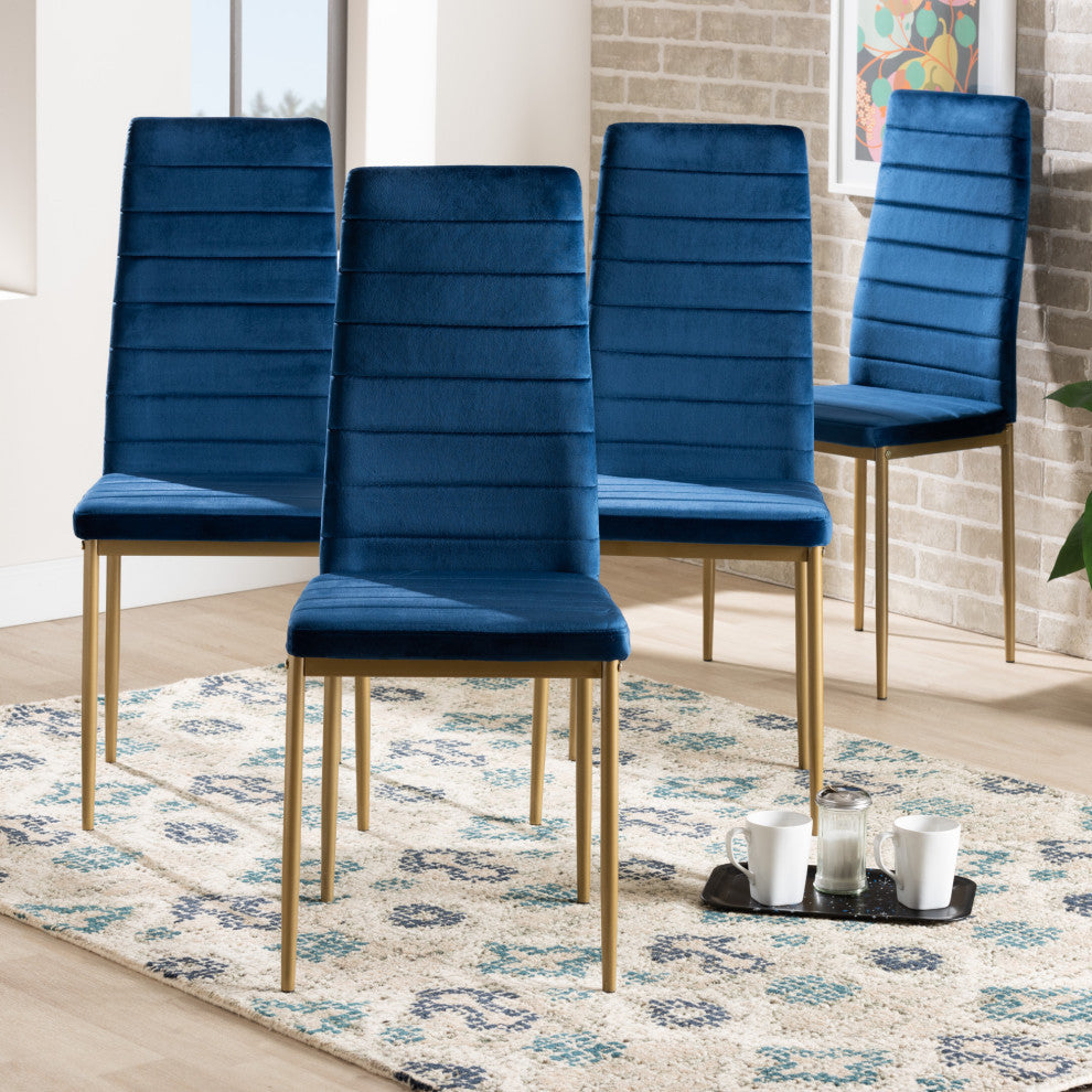 Seal Glamour 4-Piece Dining Chairs, Navy Blue