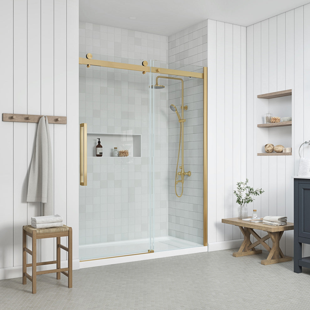 Bel Soft-Close Base/Door Alcove Shower Kit, Gold, 60"