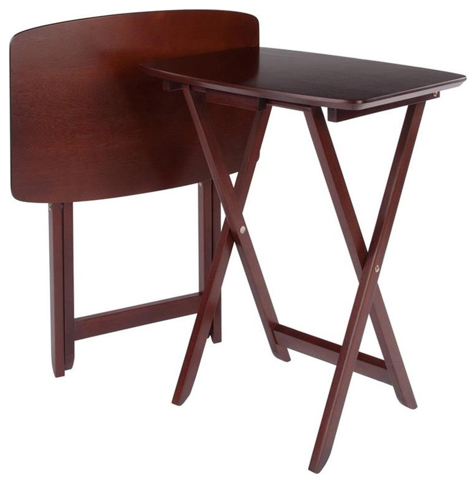 Winsome Darlene Transitional Solid Wood Snack Table Set in Walnut (Set of 2)