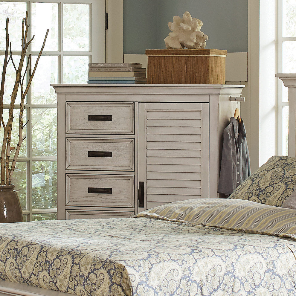 5 Drawers Wooden Chest, Antique White