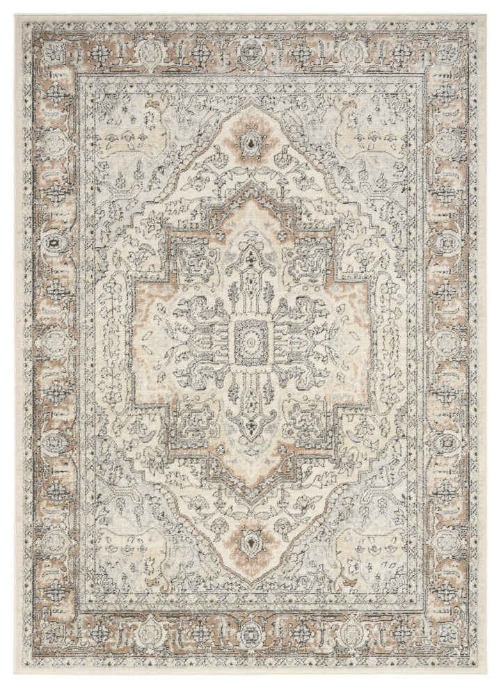 Nourison Quarry 5'3" x 7'3" Ivory Grey Taupe Vintage Indoor Rug