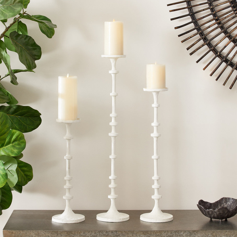 Abacus Candle Stands, Set of 3, White