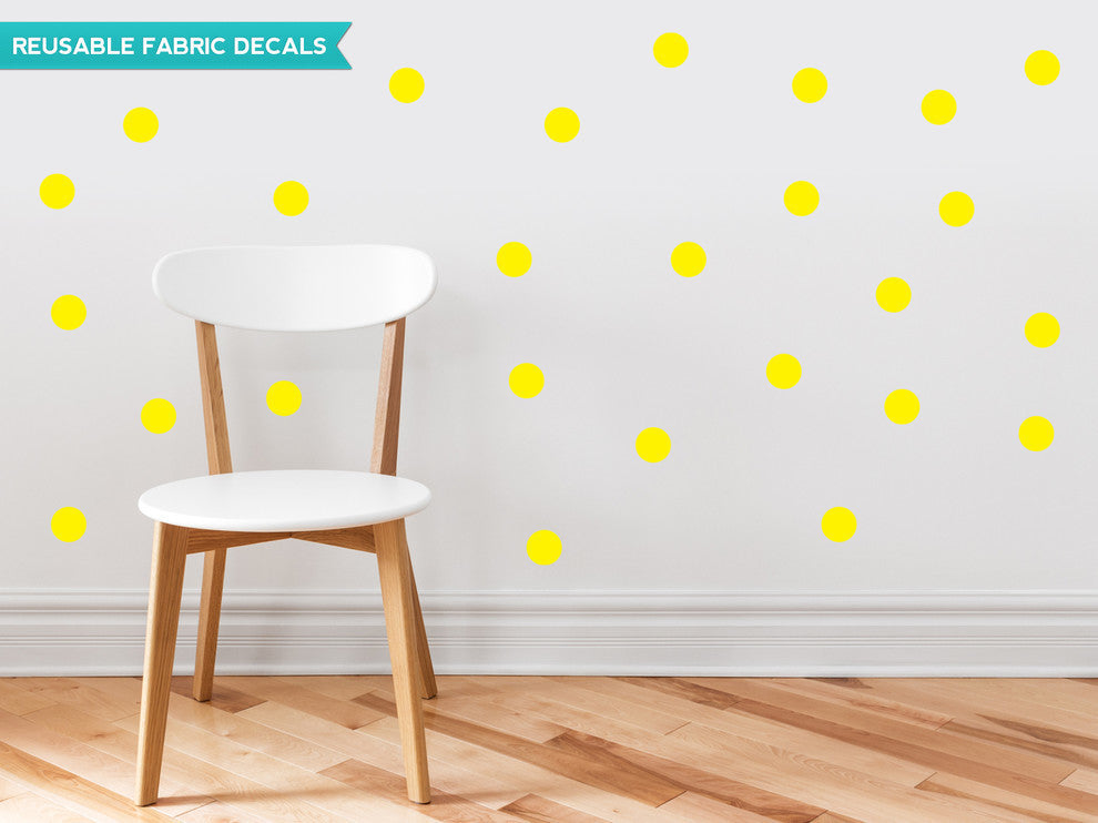 Polka Dot Fabric Wall Decals, Set of 48, 2" Polka Dots, Yellow