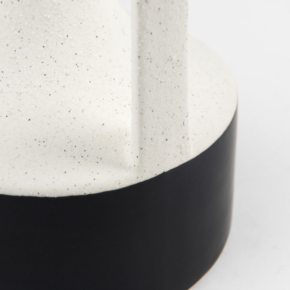 Burton 11.6H Medium White and Black Ceramic Jug Vase