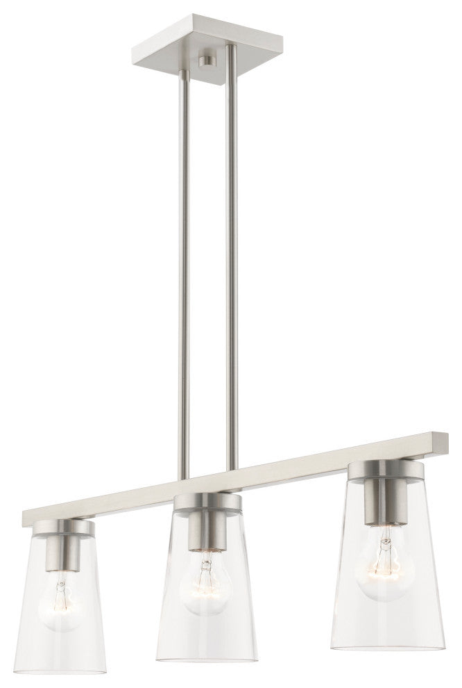 Cityview 3 Light Brushed Nickel Linear Chandelier