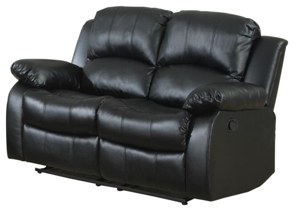 Ciabola Double Reclining Love Seat, Black Leather