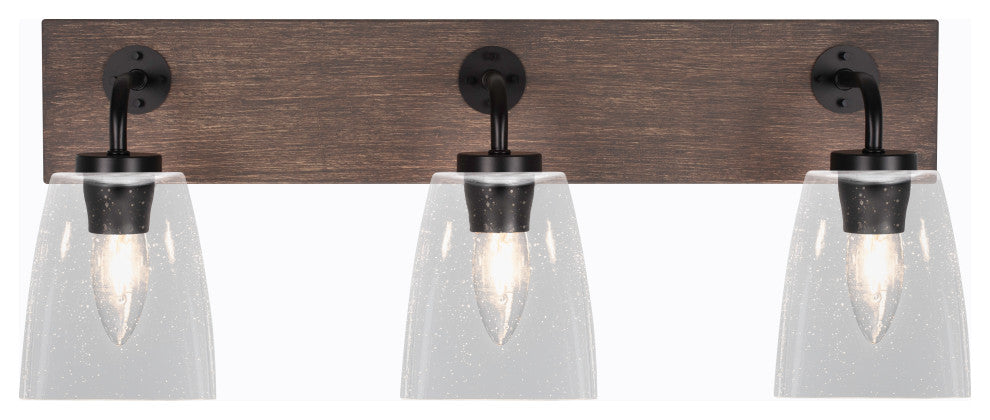 Oxbridge, Bath Bar, Matte Black & Painted Distressed Metal, 4.5" Clear Bubble