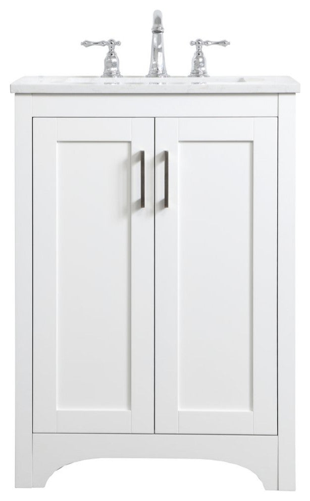 24" Single Bathroom Vanity, White