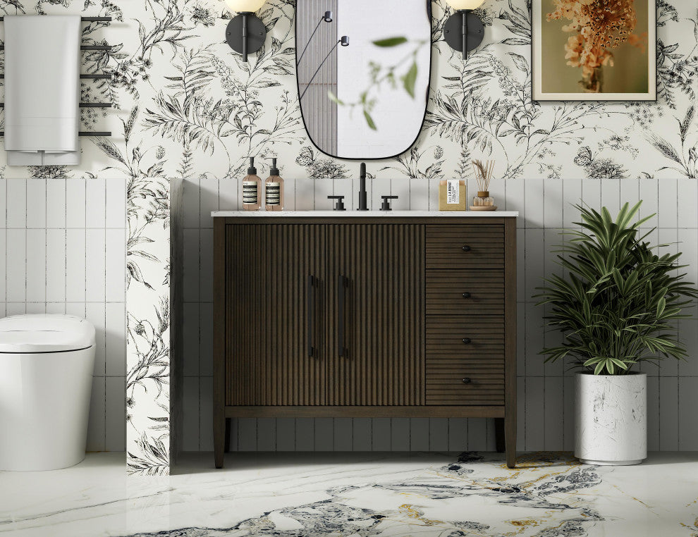 Home Living 42" Single Bathroom Vanity, Chocolate Oak