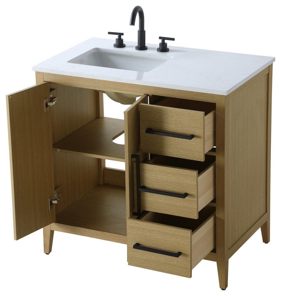 Home Living 36" Single Bathroom Vanity, Honey Brown