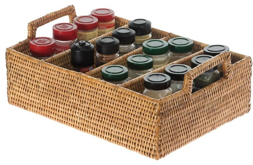 La Jolla Rattan Flatware Tray, Honey-Brown