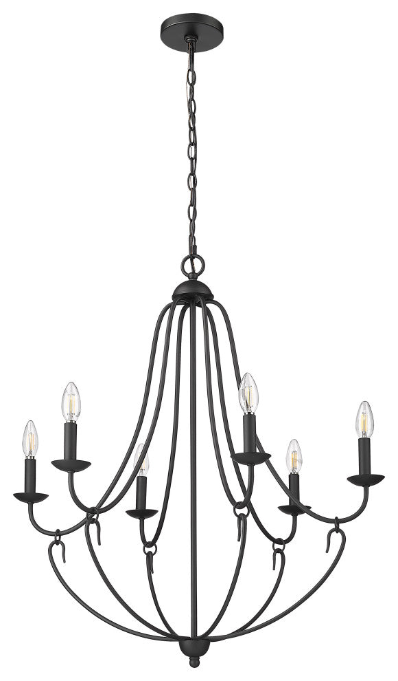 6 Light 28.5 in. Matte Black Chandelier