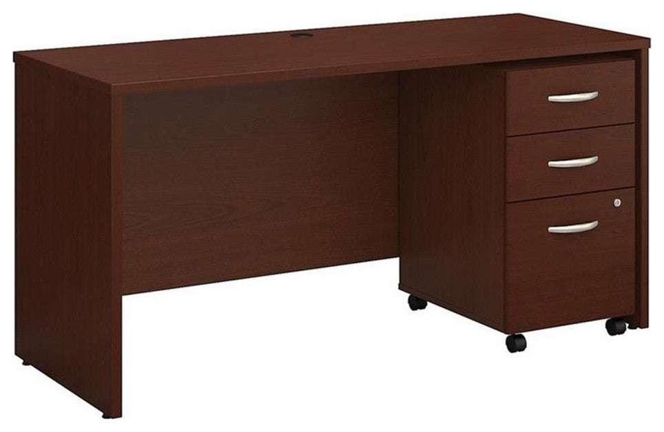 Series C 60W x 24D Office Desk with Drawers in Mahogany - Engineered Wood