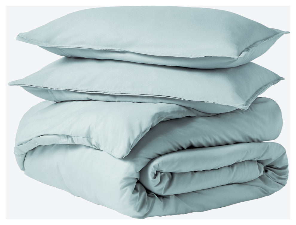 Bare Home Microfiber Duvet Cover & Sham Set, Light Blue, King