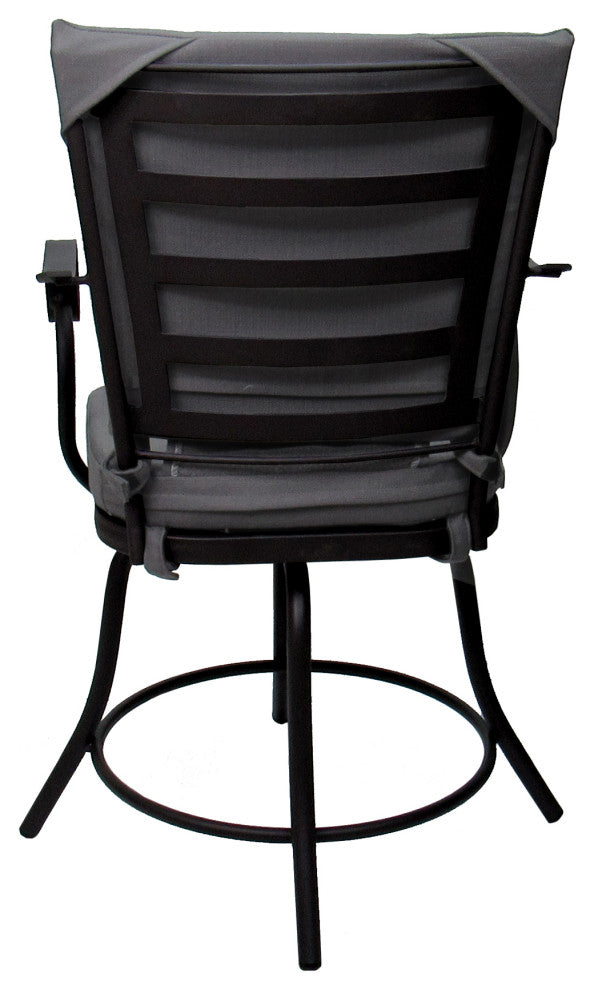 Outdoor/Indoor Patio Swivel Dining Chair Jamey With Arms, Dark Gray Linen - Black