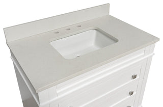 Eleanor 36" Bathroom Vanity, White, Quartz